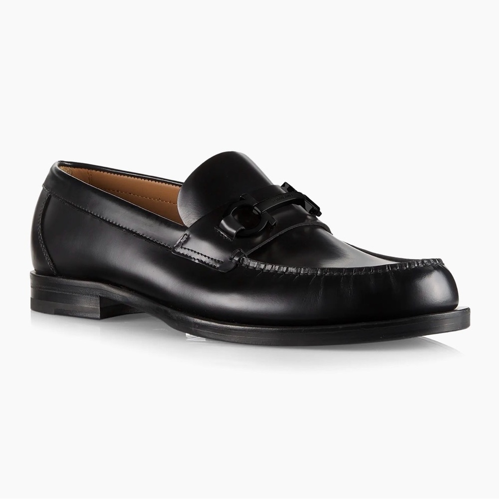 Ferragamo fort bit leather loafer black